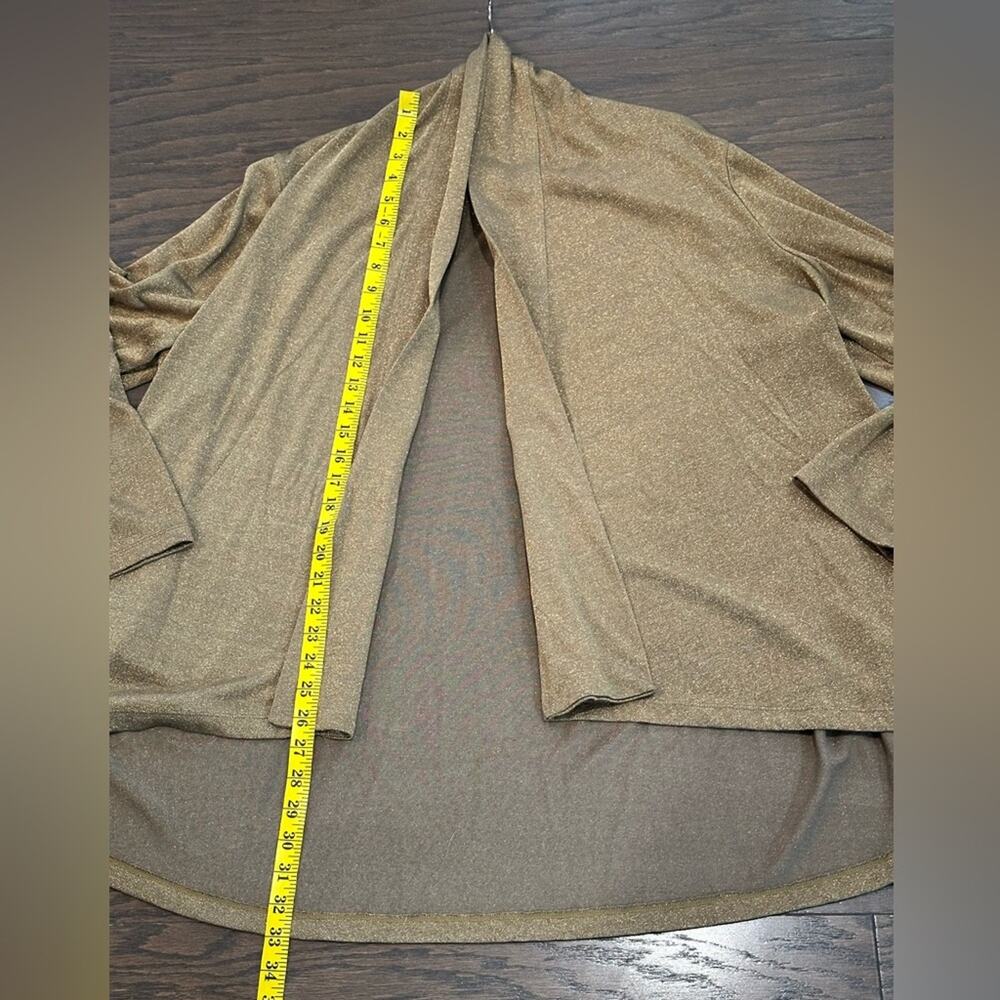 Lauren Ralph Lauren Gold Metallic Draped Open Front Cardigan Plus Size 2X - Picture 6 of 9